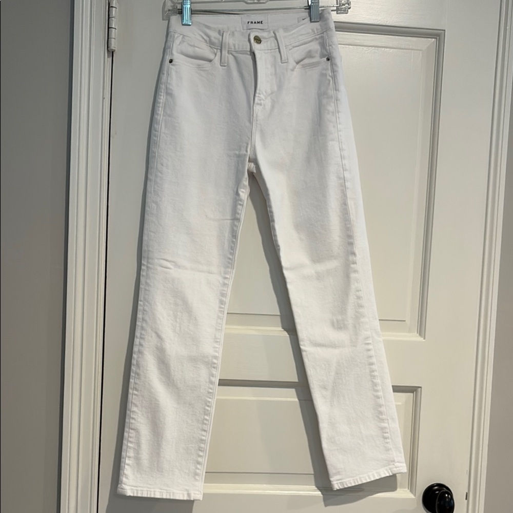 Frame Denim White Straight Leg Jeans